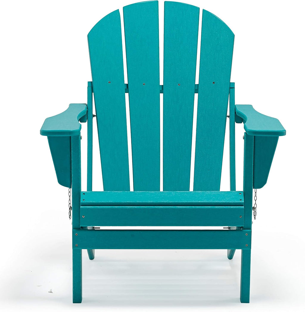 WestinTrends Malibu Outdoor HDPE Folding Adirondack Chair, Pacific Blue