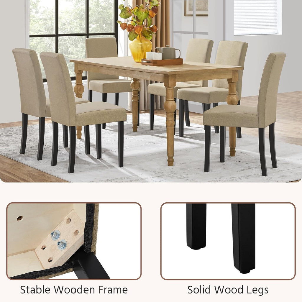 Yaheetech Dining Chairs Set of 2 Upholstered Kitchen Chairs Khaki