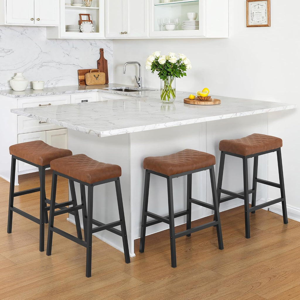 counter height bar stools set of 3, saddle showing dimensions