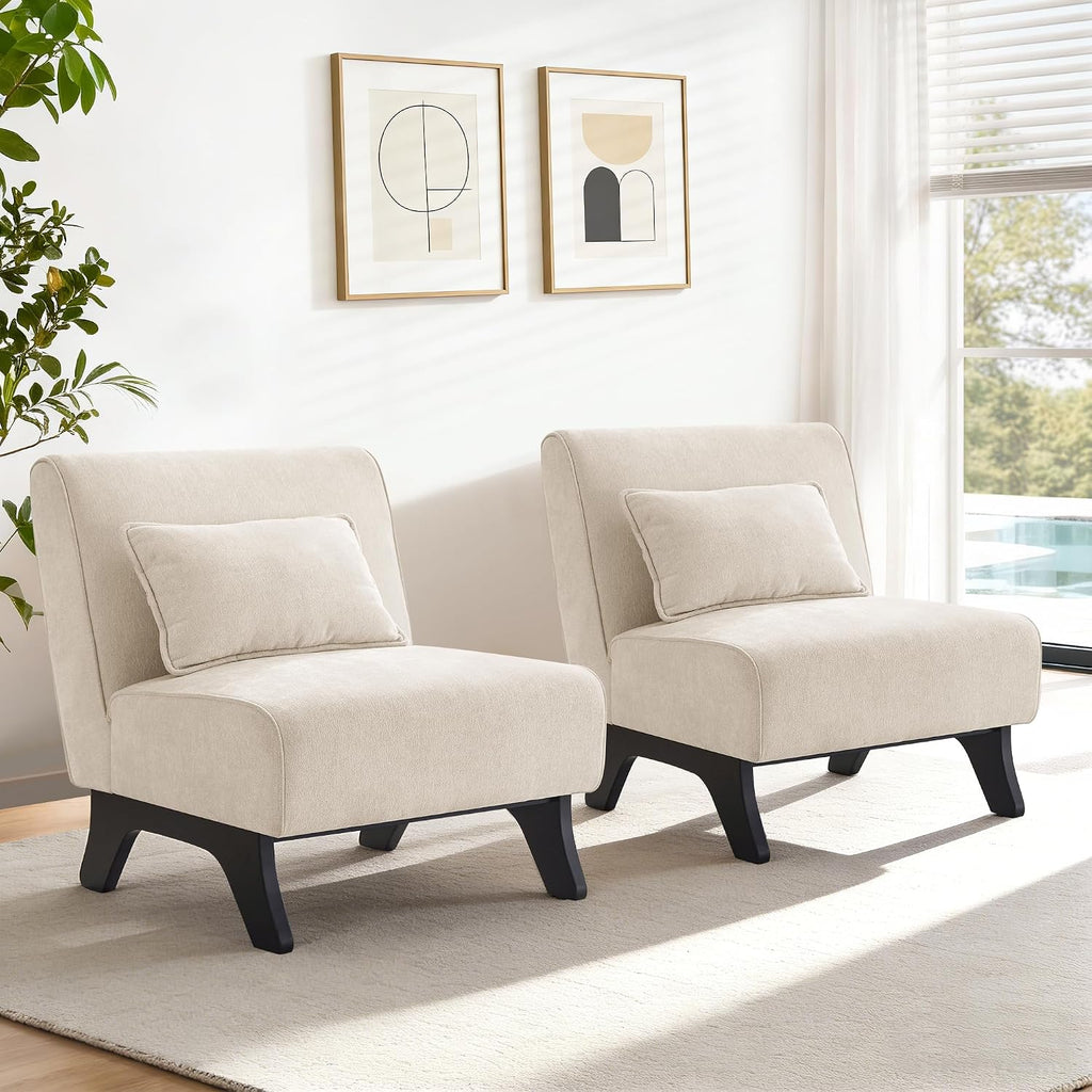 Armless Accent Chairs Set of 2 Upholstered Living Room Side Chairs