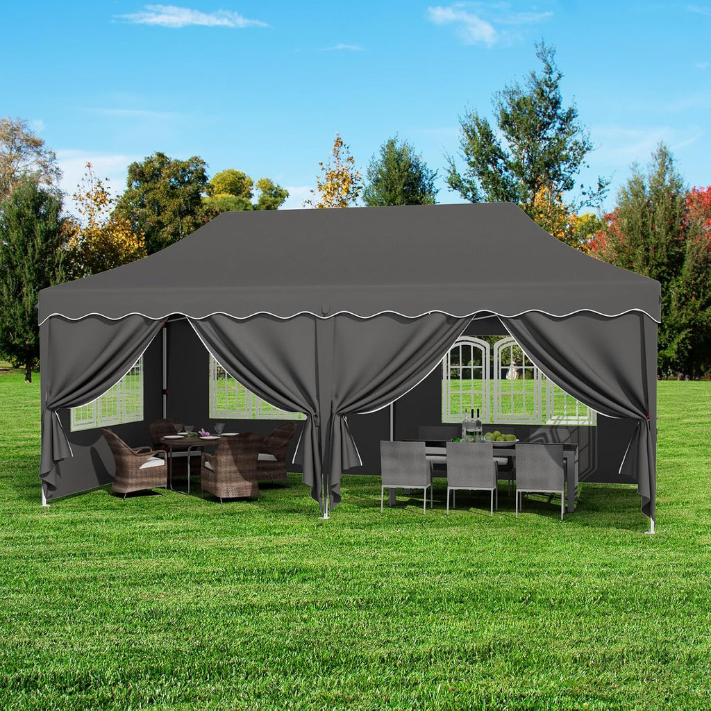 MAMIZO 10x20ft Pop up Canopy Tent w/6 Sidewalls, Canopy Tents for Parties