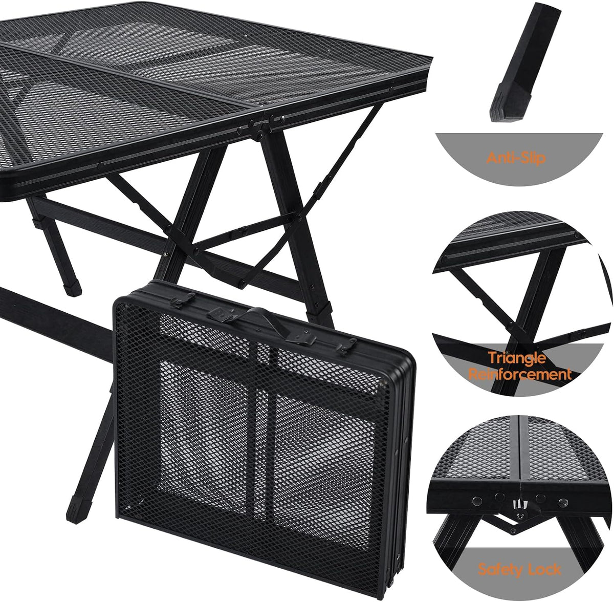 WildFinder Folding Grill Table, 3x2 FT Adjustable Height Camping Table