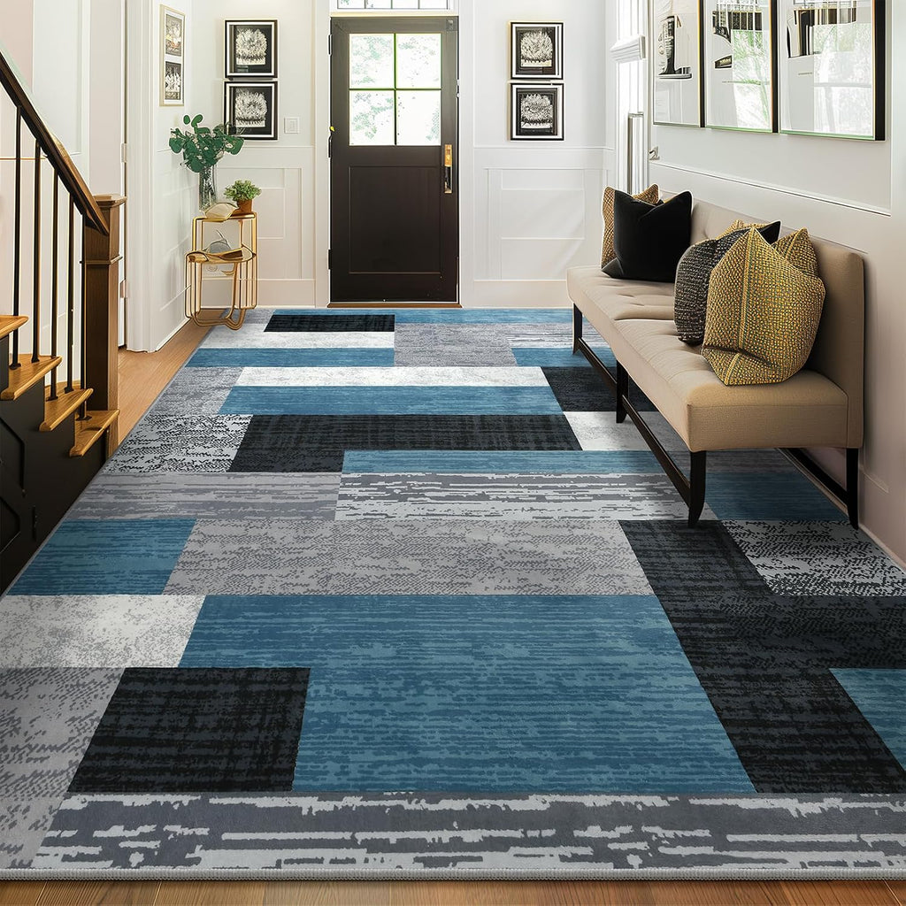 Large Area Rugs, Modern Geometric Patchwork Floor Decor Rockwood Collection
