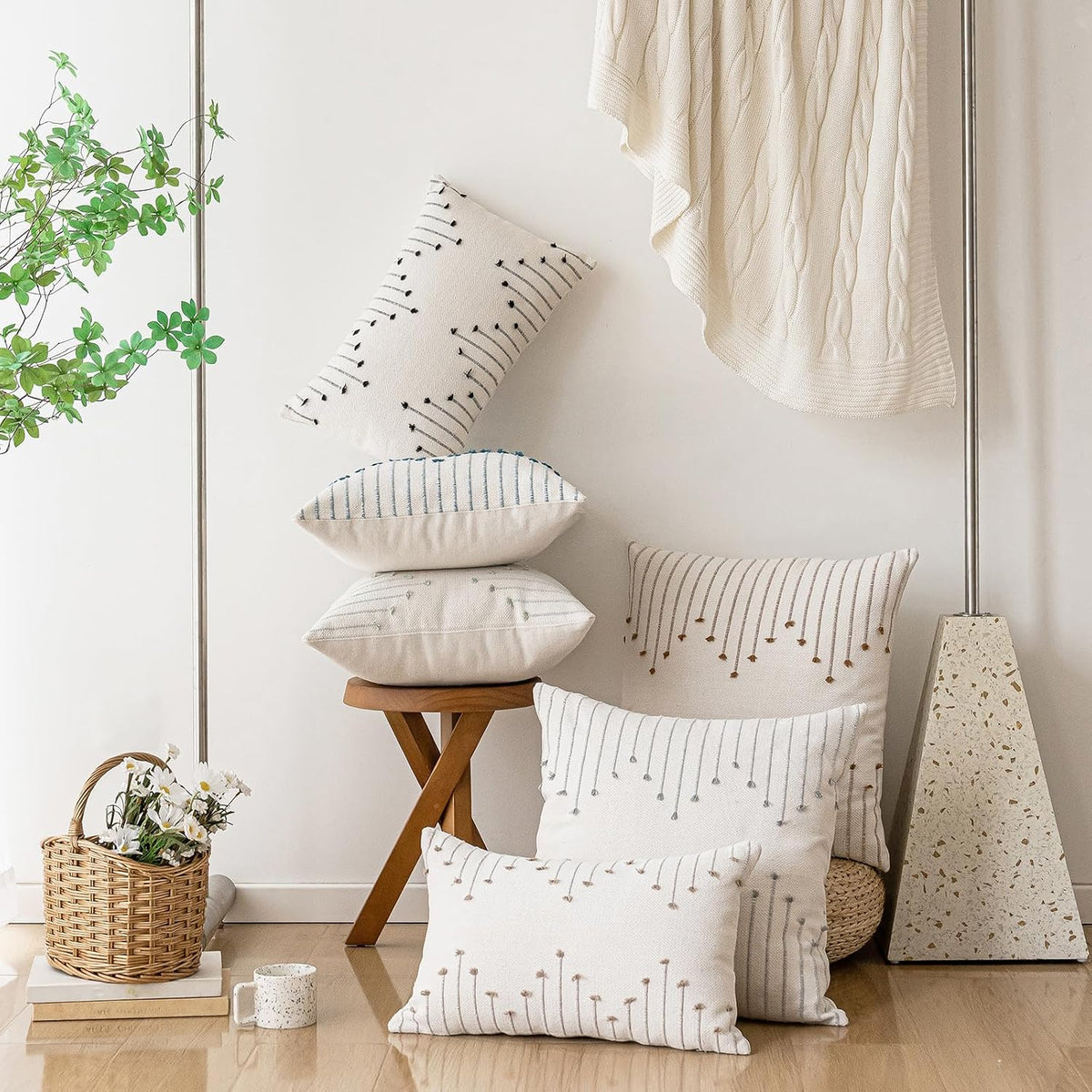 lilepoy boho throw pillow covers 20x20 farmhouse decorative, package contents