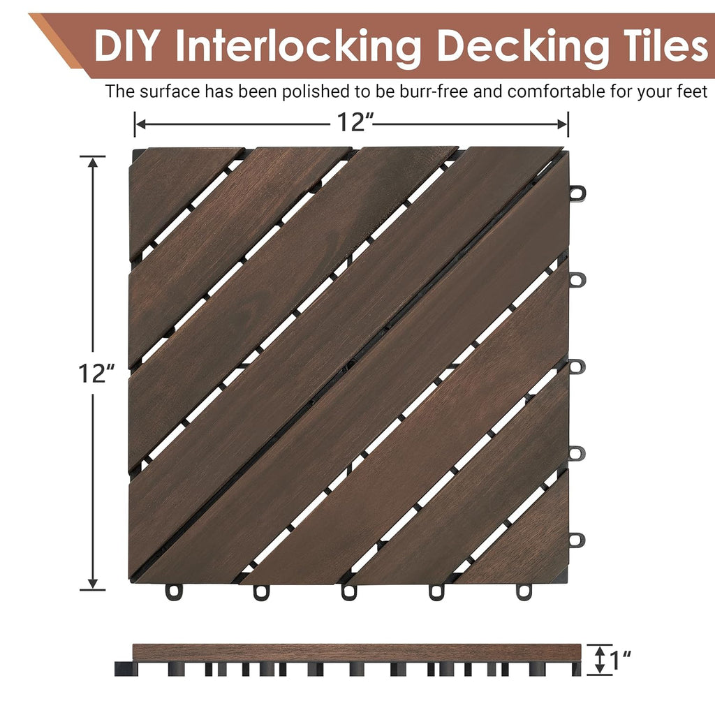 primezone 9 pcs solid acacia wood interlocking patio shown in use