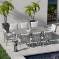 HAPPATIO 9-Piece Patio Dining Set - All Aluminum Table and Chairs for 8, Includes Rectangular Table and 8 Chairs with Cushions, Lawn, Garden
