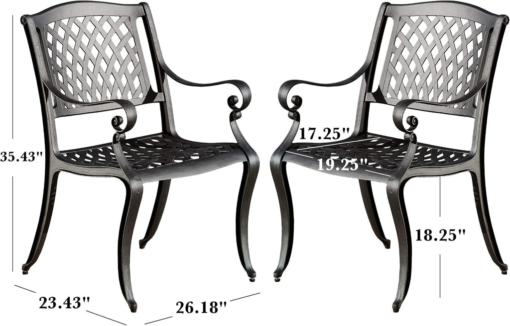 Christopher Knight Home Hallandale Outdoor Cast Aluminum Chairs, 2-Pcs Set, Antique Matte Black