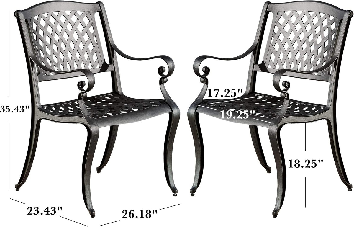 Christopher Knight Home Hallandale Outdoor Cast Aluminum Chairs, 2-Pcs Set, Antique Matte Black