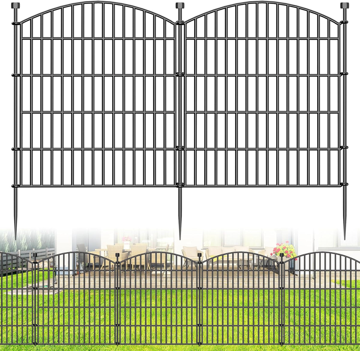 15 Panel No Dig Decorative Garden Fence 32" H x 35.4'L Outdoor Dog Barrier