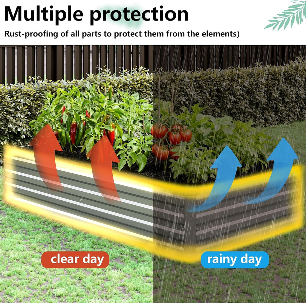 Vengarus 2PCS 9x3x1ft Galvanized Raised Garden Beds Kit,Planter Box Silver