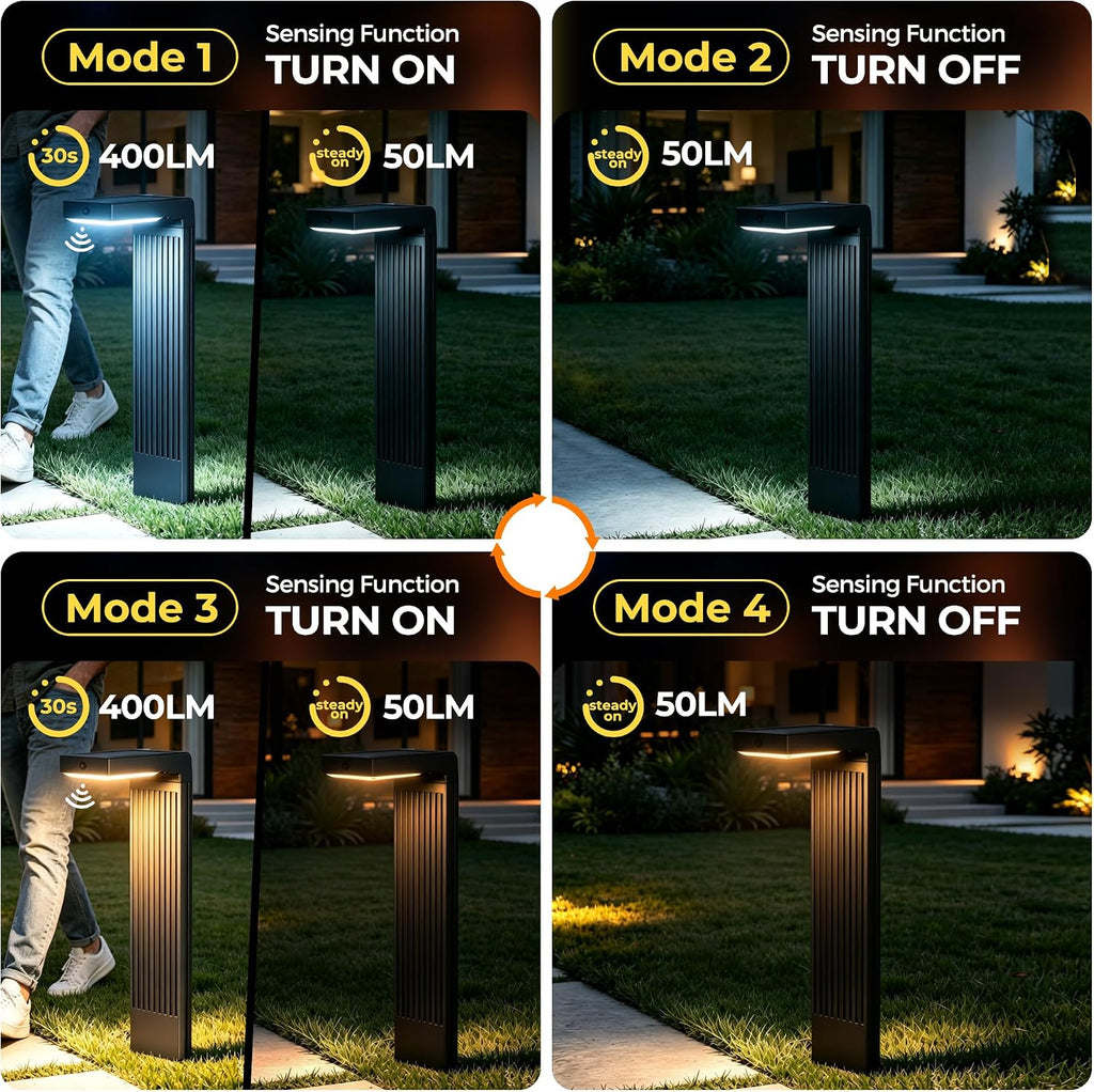 COXSENI Motion Sensor Solar Pathway Lights Outdoor,6 Working Modes,4 Pack
