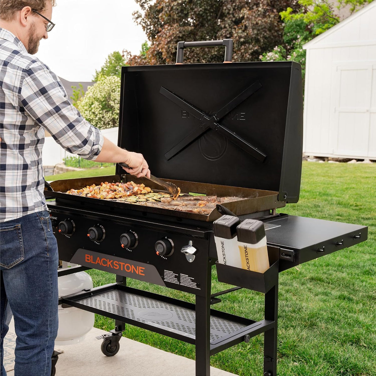 Blackstone Original Portable Griddle with Built-in Hood, Black, 36 Inch