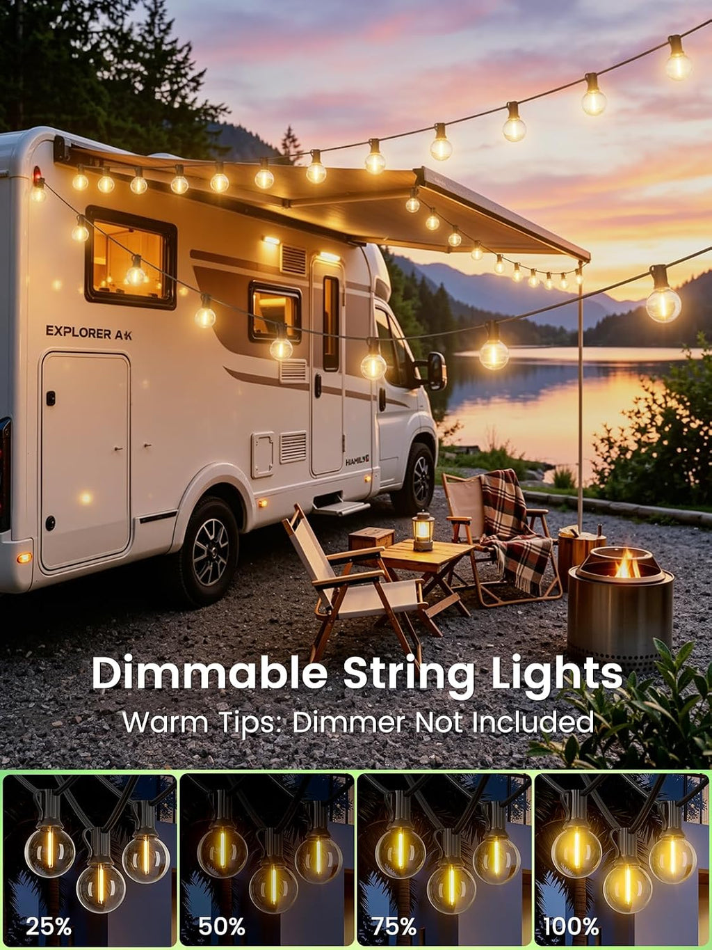 LACHON Outdoor String Lights Waterproof 200 FT with 100 G40 IP65 Bulbs