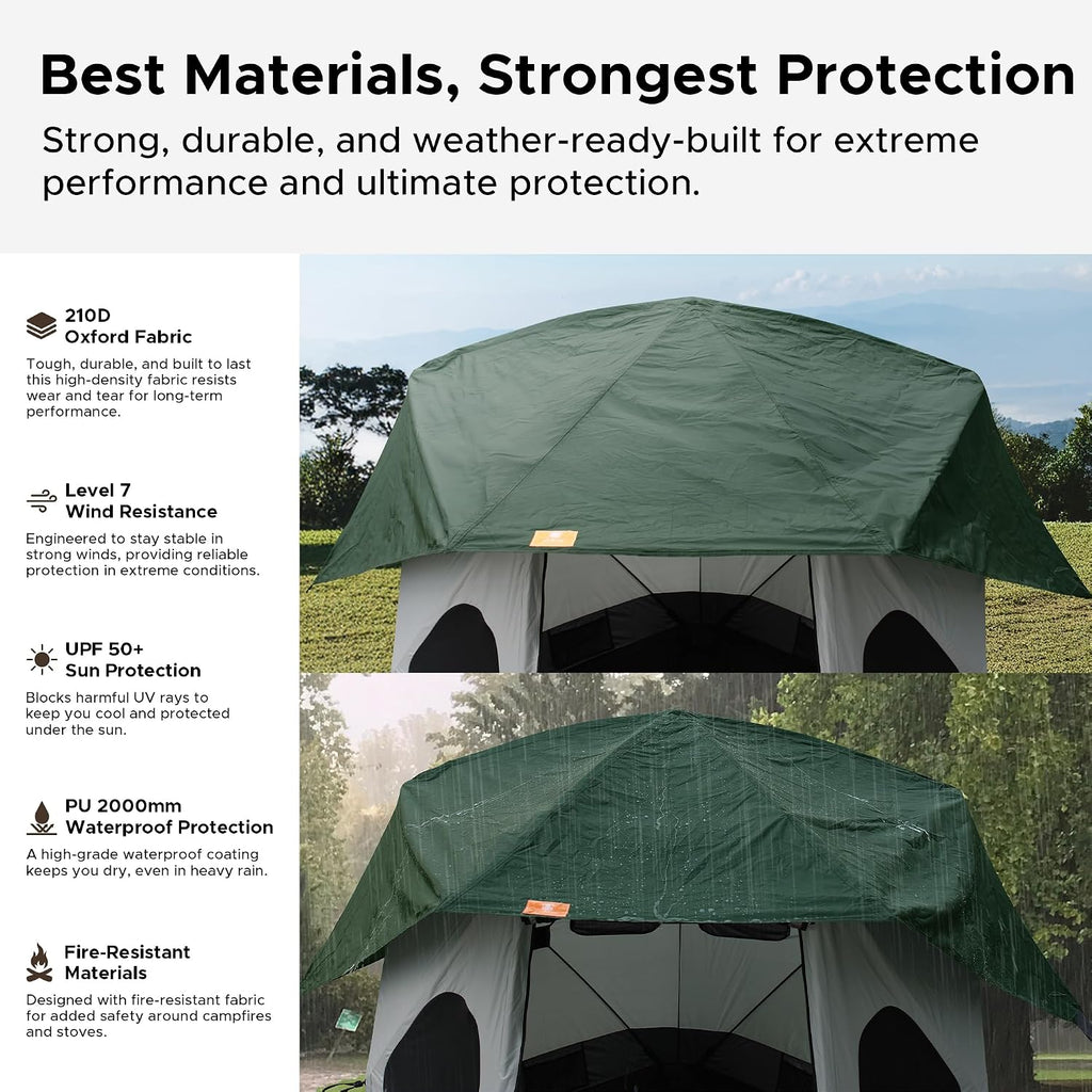 Space Acacia Lite Camping Tent, Pop Up Tents for Camping, Lightweight & Durable Beach Tent, Level 7 Wind Resistance, UPF 50+ | Quick Setup for Camping & Backyard, Banyan