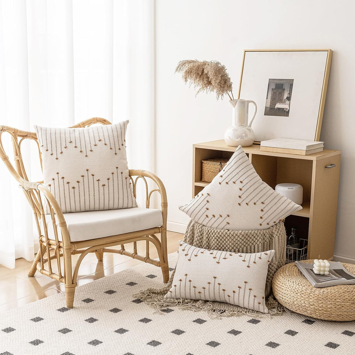 lilepoy boho throw pillow covers 20x20 farmhouse decorative shown in use