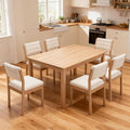 RIVOVA Linen Dining Chairs Set of 6, Comfortable Upholstered Kitchen Chairs with Wood Legs, Mid Century Modern Kitchen Chairs Accent Side Chair for Living, Bedroom, Restaurant, Beige