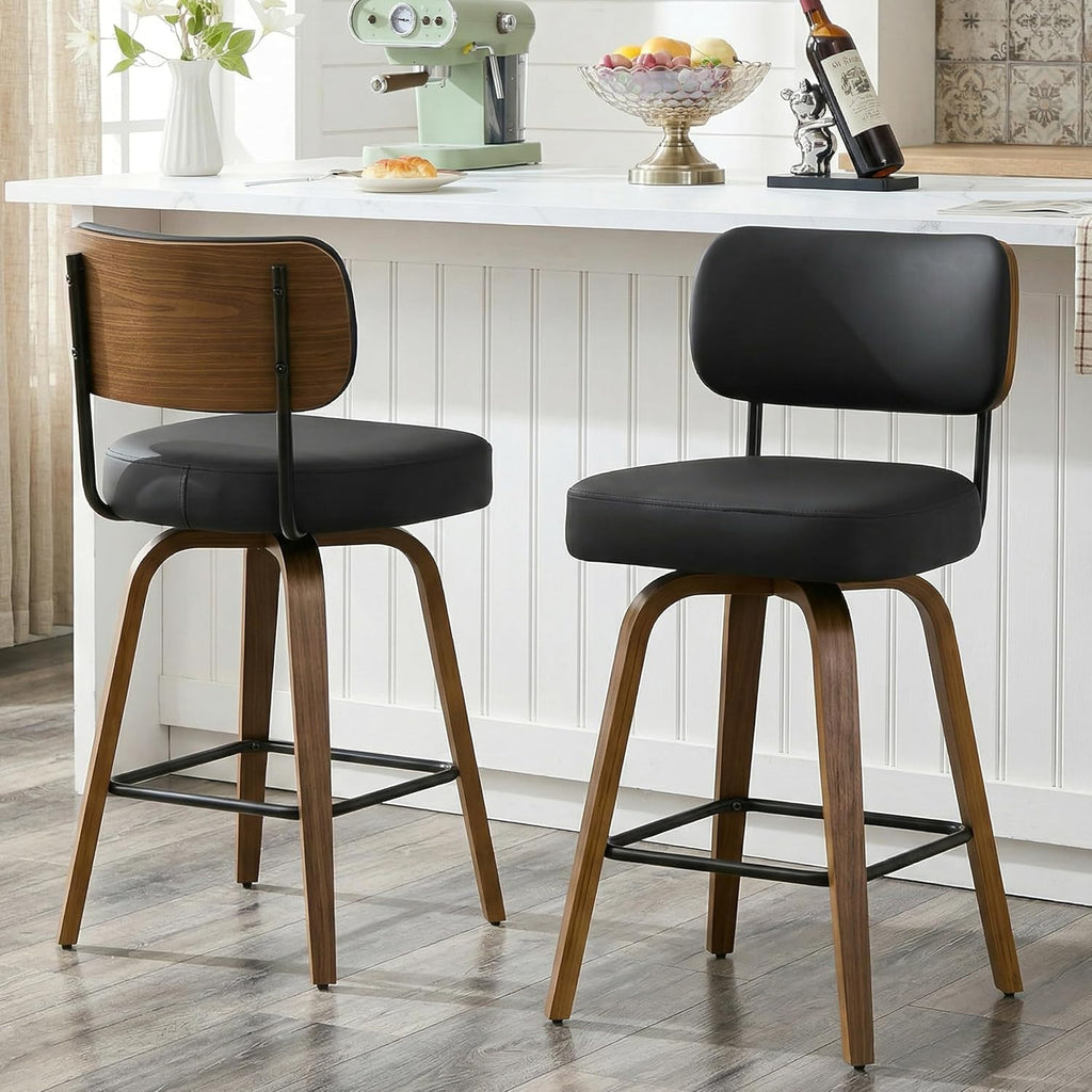 Swivel Bar Stools Set of 3, 30" Bar Height, Black