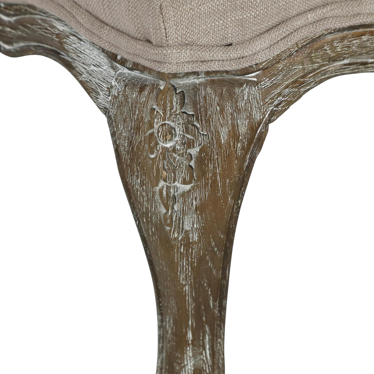 Lexicon French Country Wood Accent Chair, Carved Frame, Neutral