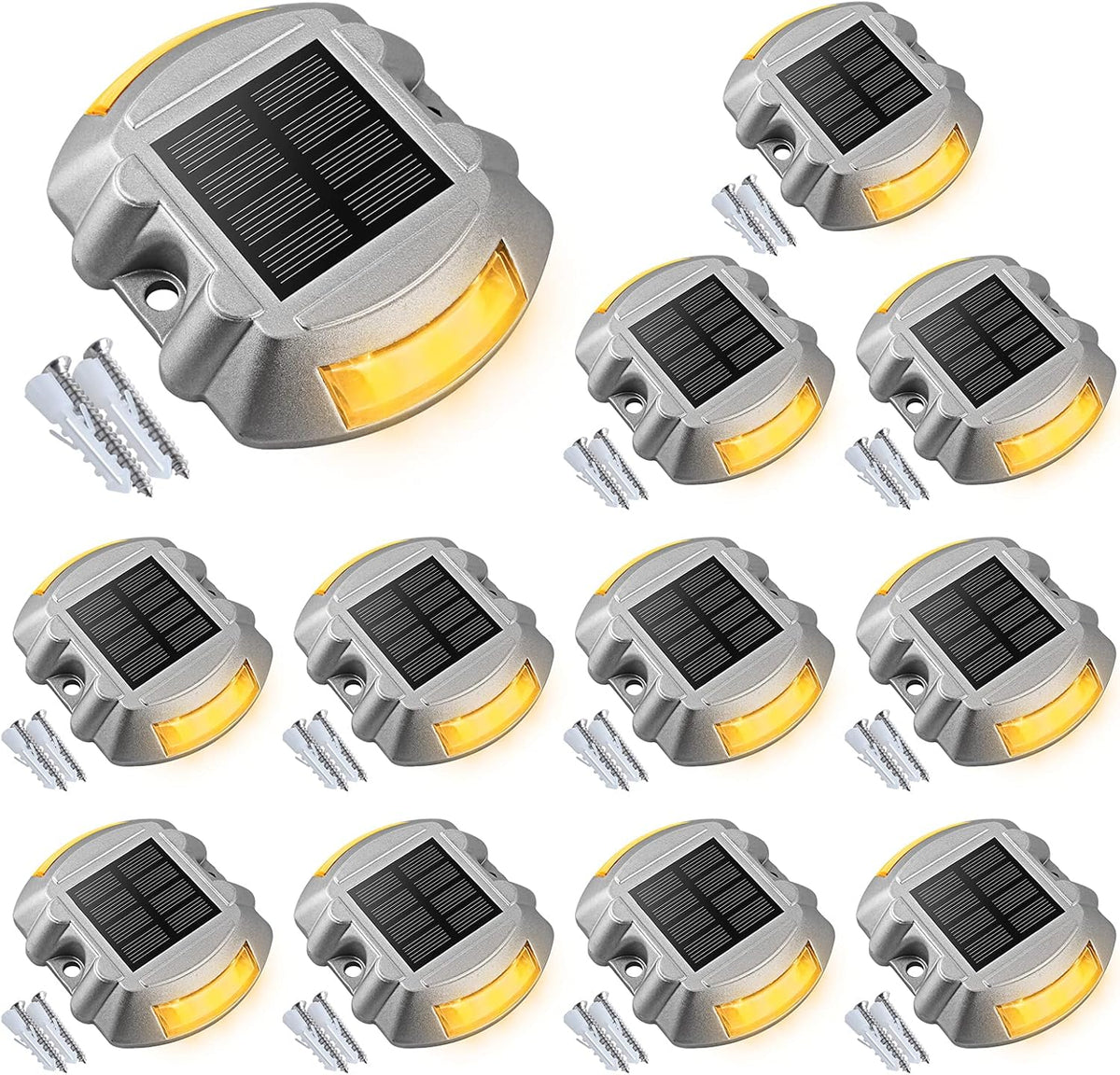 VOLISUN Solar Deck Driveway Dock Lights,Solar Pathway Lights,Warm 12 Pack