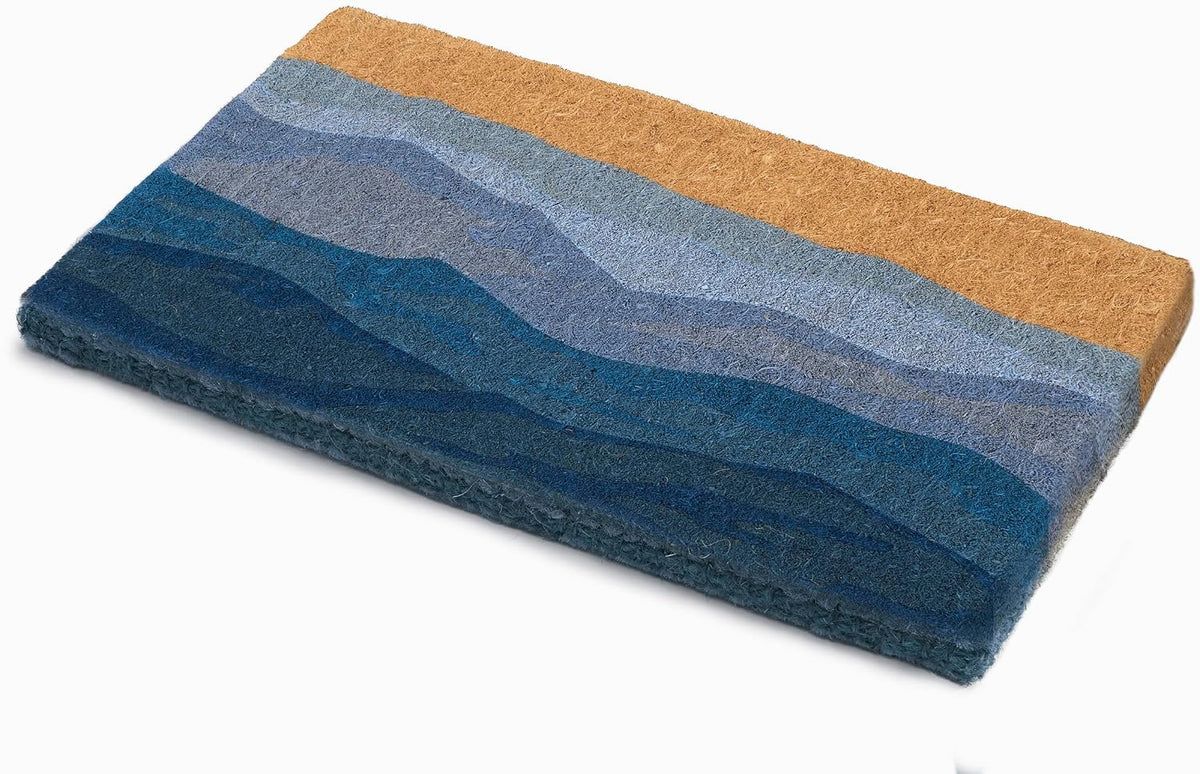 Fab Habitat Geometric Abstract Nature Extra Thick Doormat - Handwoven, Durable - Natural Coir - Entryway, Front Door, Porch, Patio -Shades of Sea Blue (18" x 30" Thick)