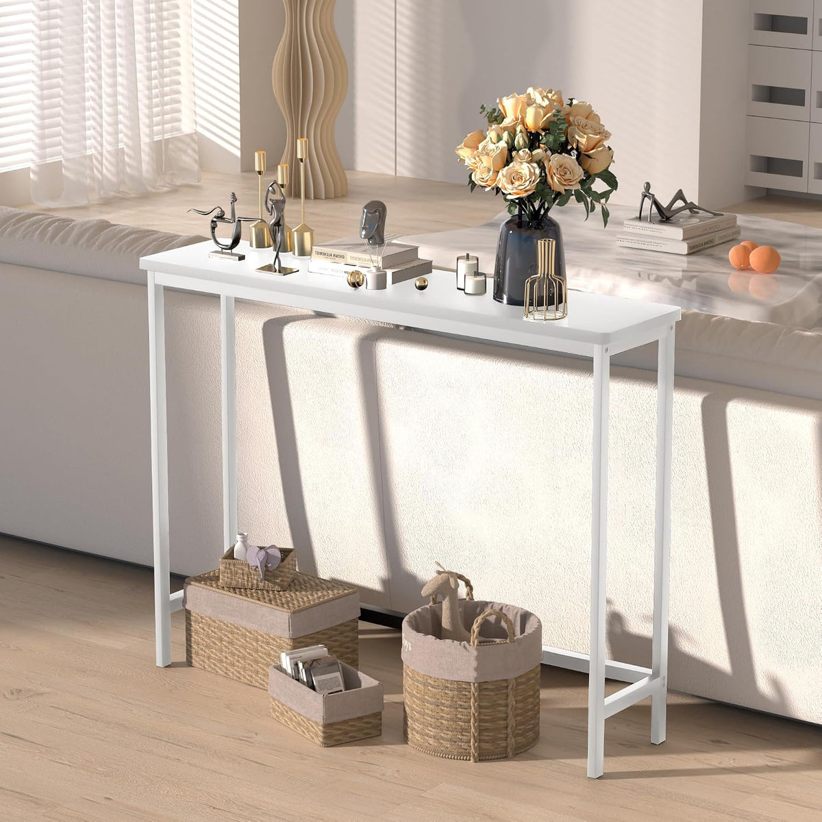 vasmia console table, entryway table, narrow sofa table, package contents