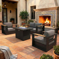 LayinSun 4 Pieces Aluminum Patio Furniture Set with Fire Pit Table