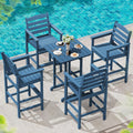 SERWALL 2-Pieces Tall Adirondack Chairs, HDPE Balcony Barstools Set, Blue