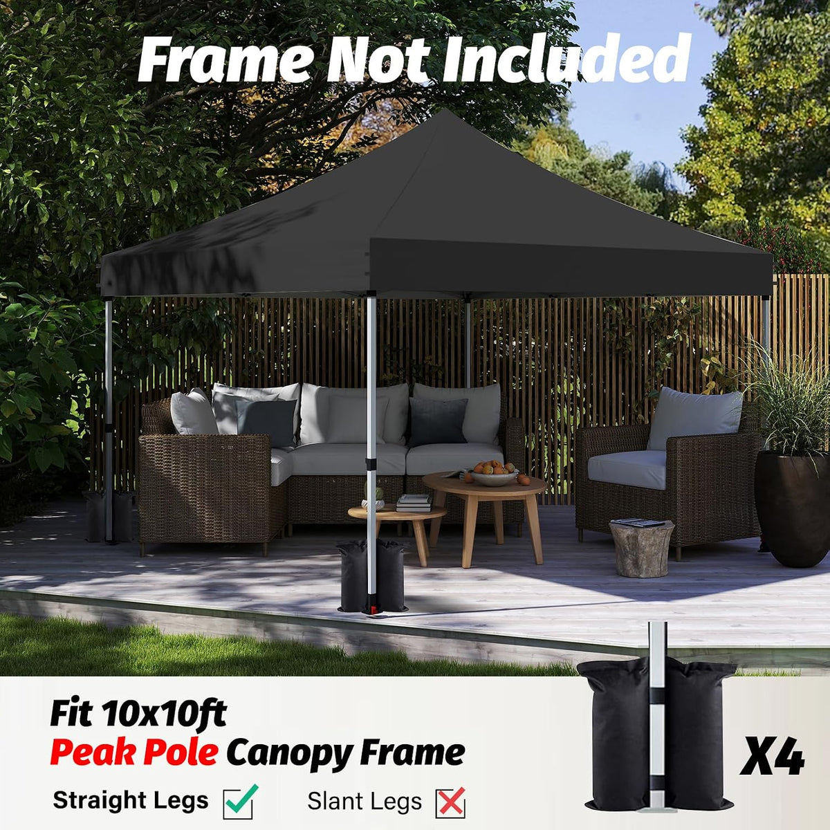 10x10 canopy replacement top, heavy duty pop up, side view