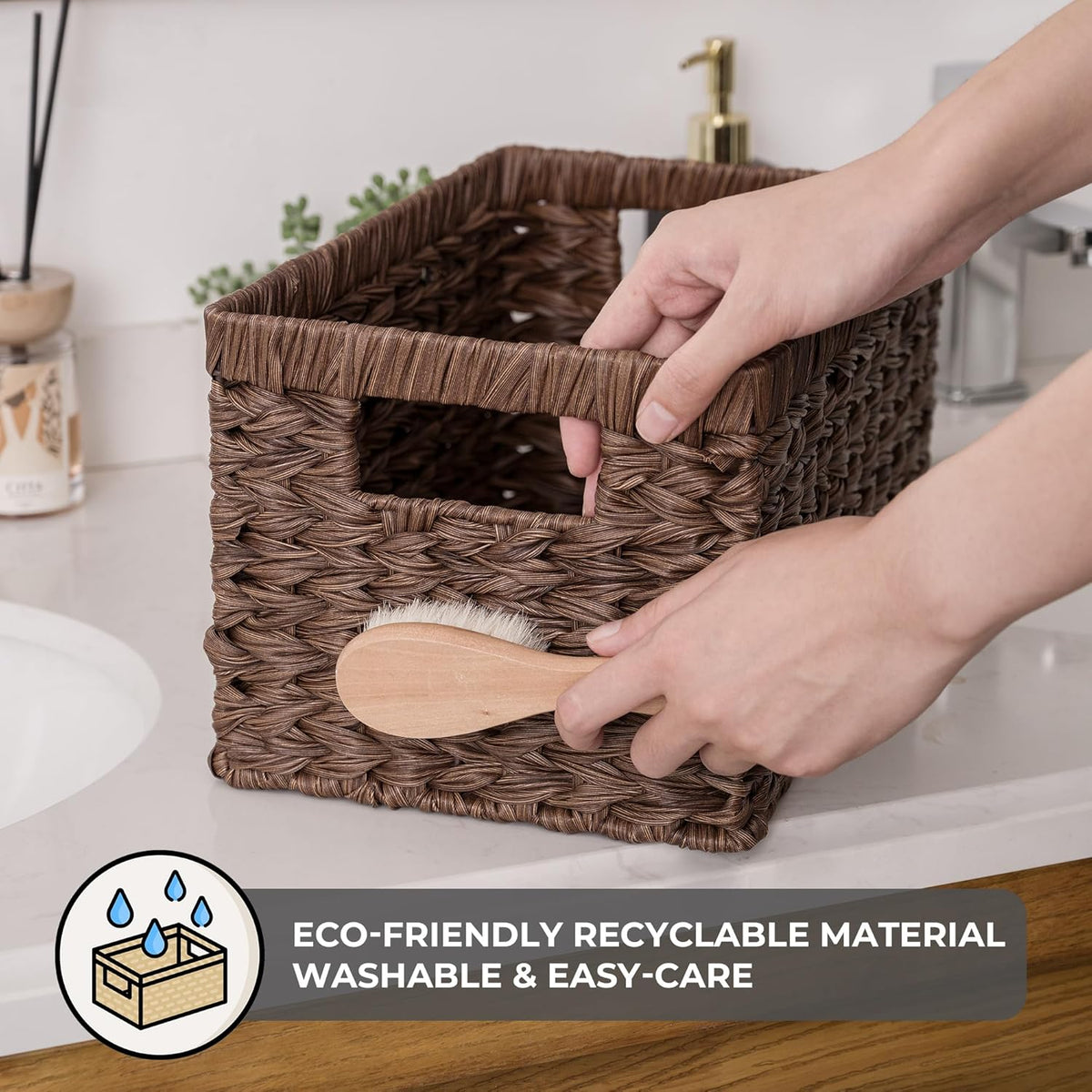 GRANNY SAYS Wicker Storage Baskets for Shelves, Brown Wicker Baskets,2-Pack