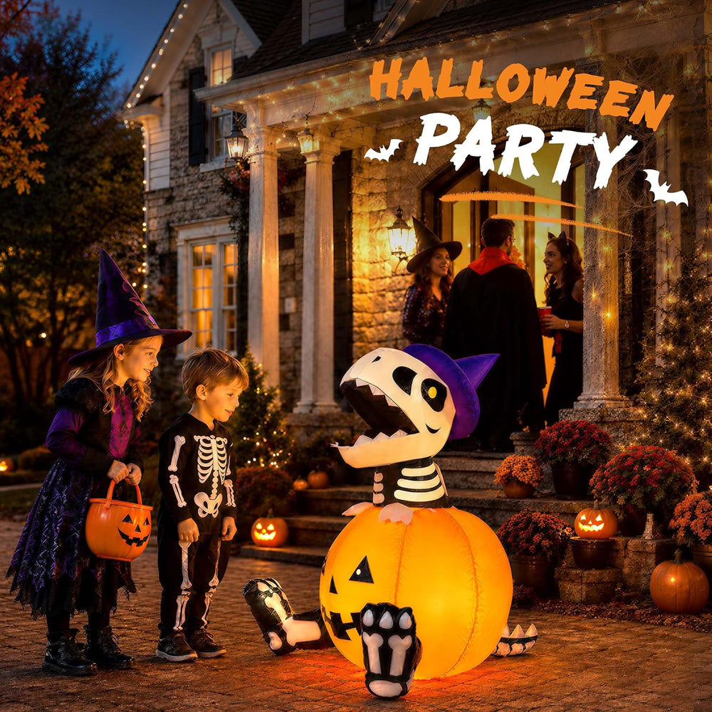 Inflatable Halloween Decoration Outdoor, Blow Up Dinosaur Yard LEDs Decor