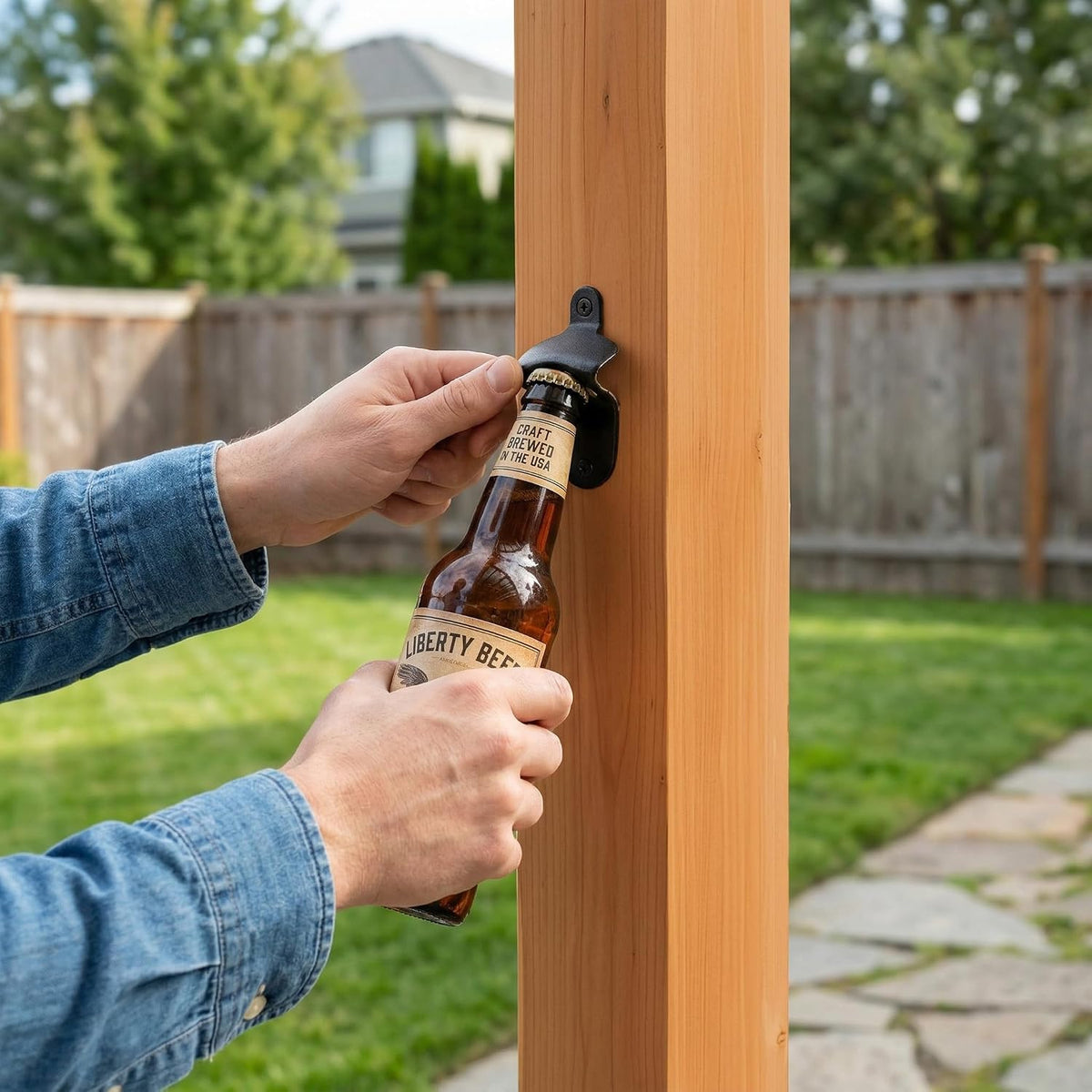 6x8FT Cedar Wood Outdoor Bar Gazebo with Built-in Power Outlet & TV Mount | Sloping Metal Roof Cantina Gazebo Bar with Metal Bar Counter, Footrest & Bottle Opener for Patio Backyard Entertainment