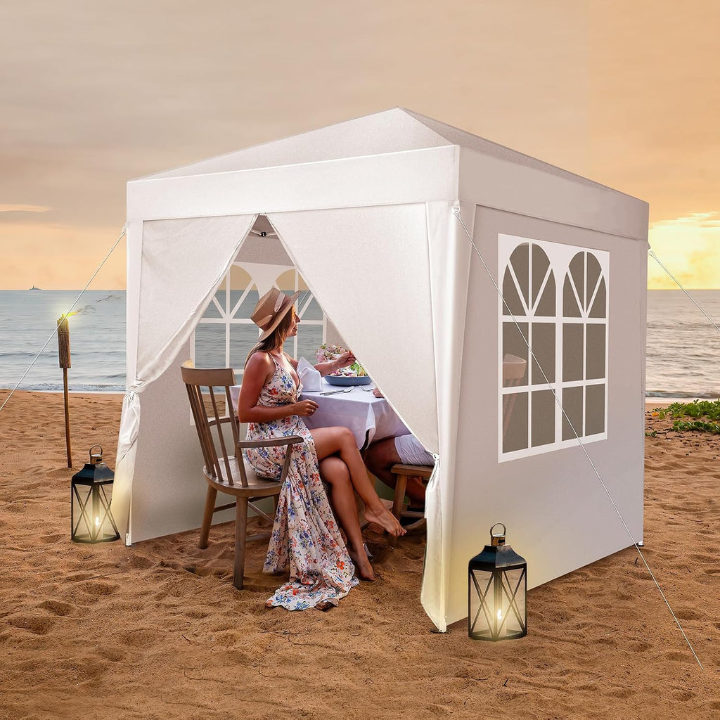 Outvita 6.5x6.5ft Pop Up Canopy Tent for Patio Party BBQ Camping White
