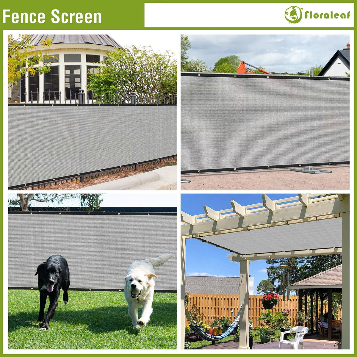 6'×50' Privacy Screen Fence Windscreen Mesh Shade Net Cover Heavy Duty Fencing Blockage for Outdoor Wall Garden Yard Backyard Balcony, Light Gray