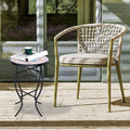 VCUTEKA Mosaic Outdoor Side Table, 14" Round Small Patio Accent Table