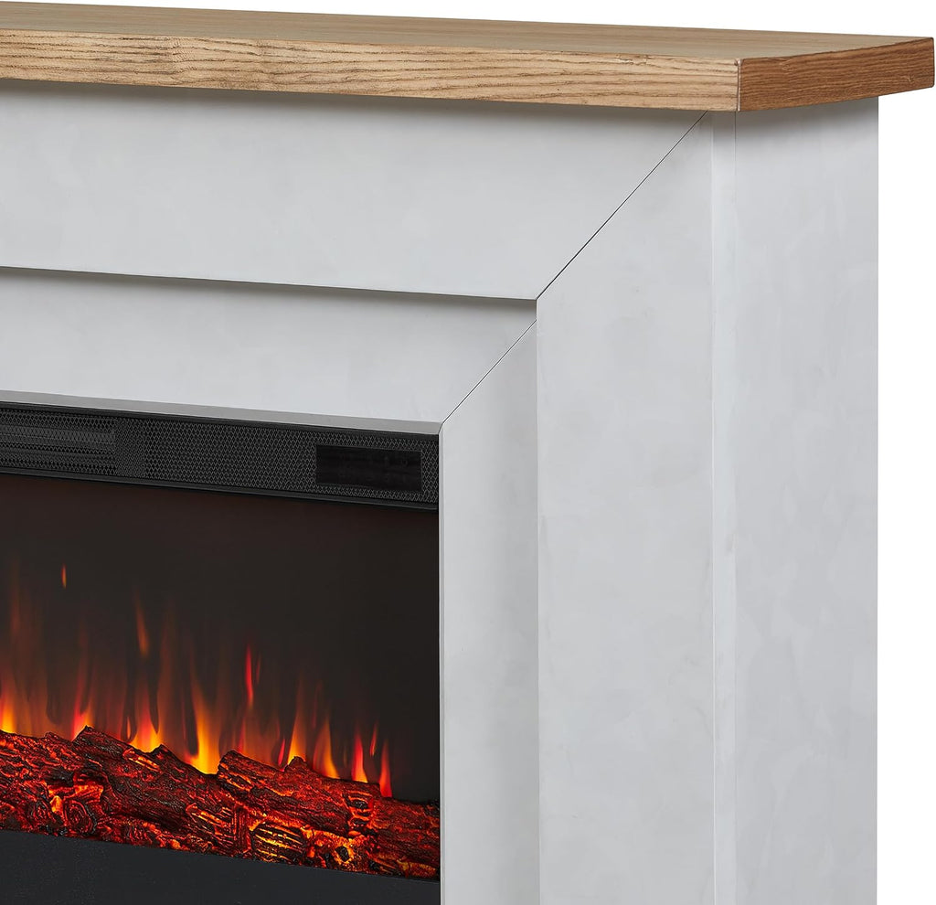 Real Flame Malie 68" Landscape Electric Fireplace with Mantel for Living Room or Bedroom, Replaceable Fireplace Insert Heater, Realistic Log and Flame Effect, Remote Control, Timer