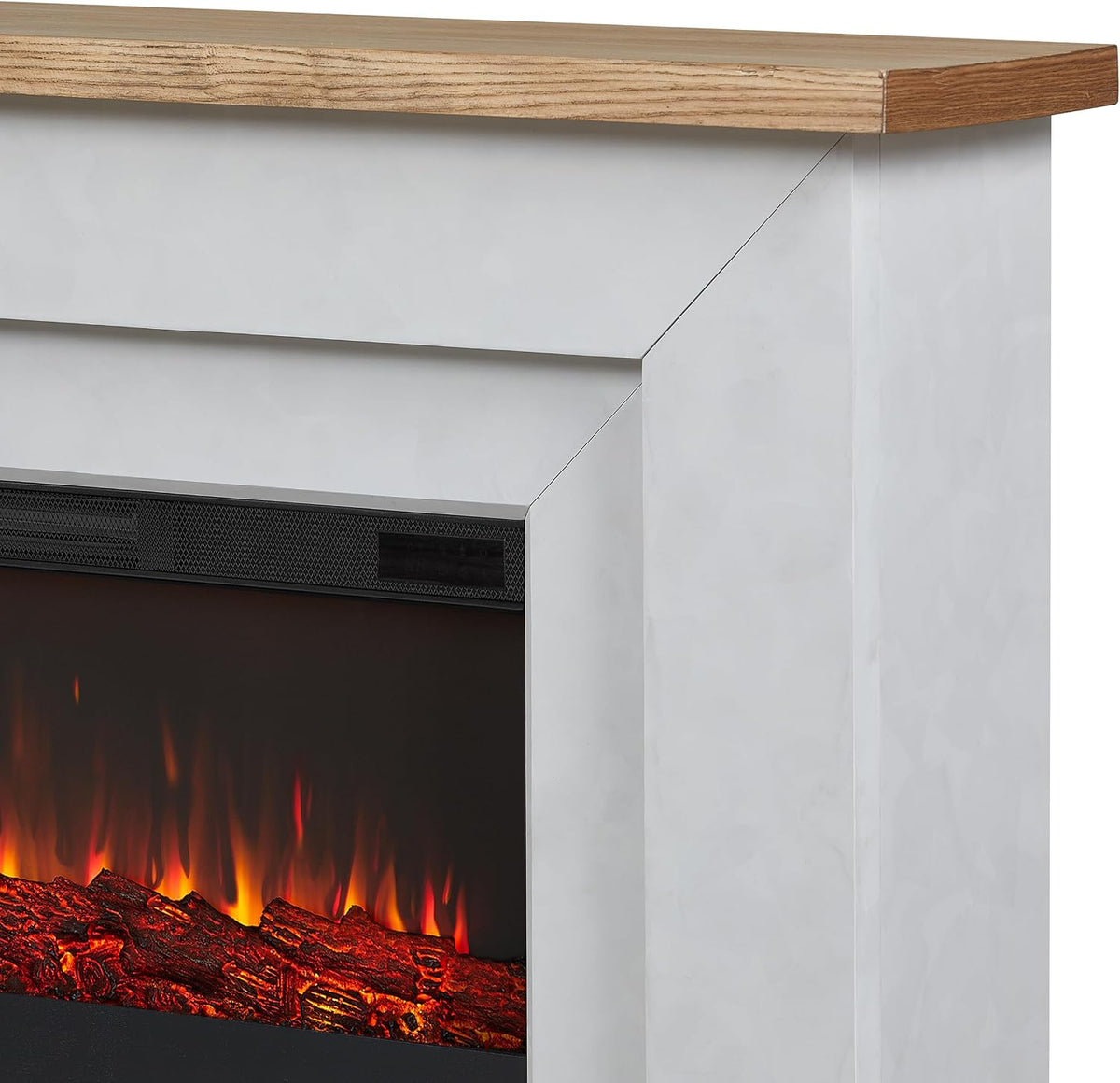 Real Flame Malie 68" Landscape Electric Fireplace with Mantel for Living Room or Bedroom, Replaceable Fireplace Insert Heater, Realistic Log and Flame Effect, Remote Control, Timer