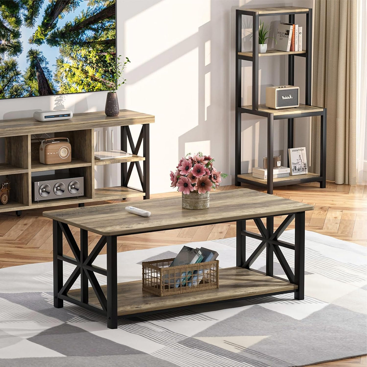 GreenForest Round Corners Coffee Table for Living Room