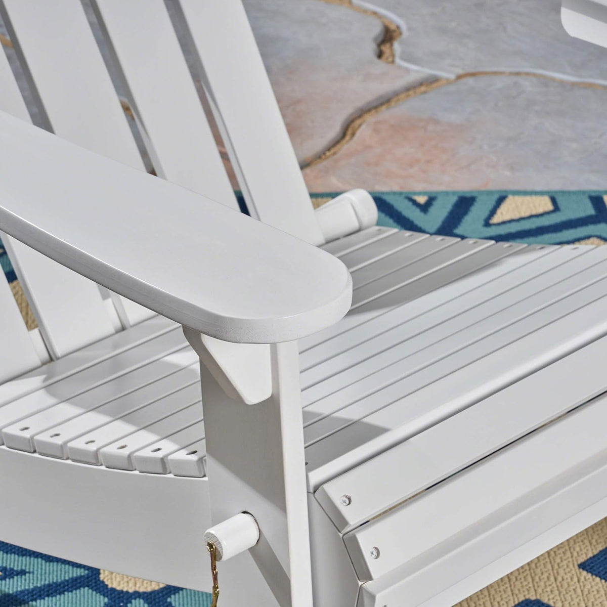 Christopher Knight Home Cara Outdoor Foldable Acacia Wood Adirondack Chair, White Finish