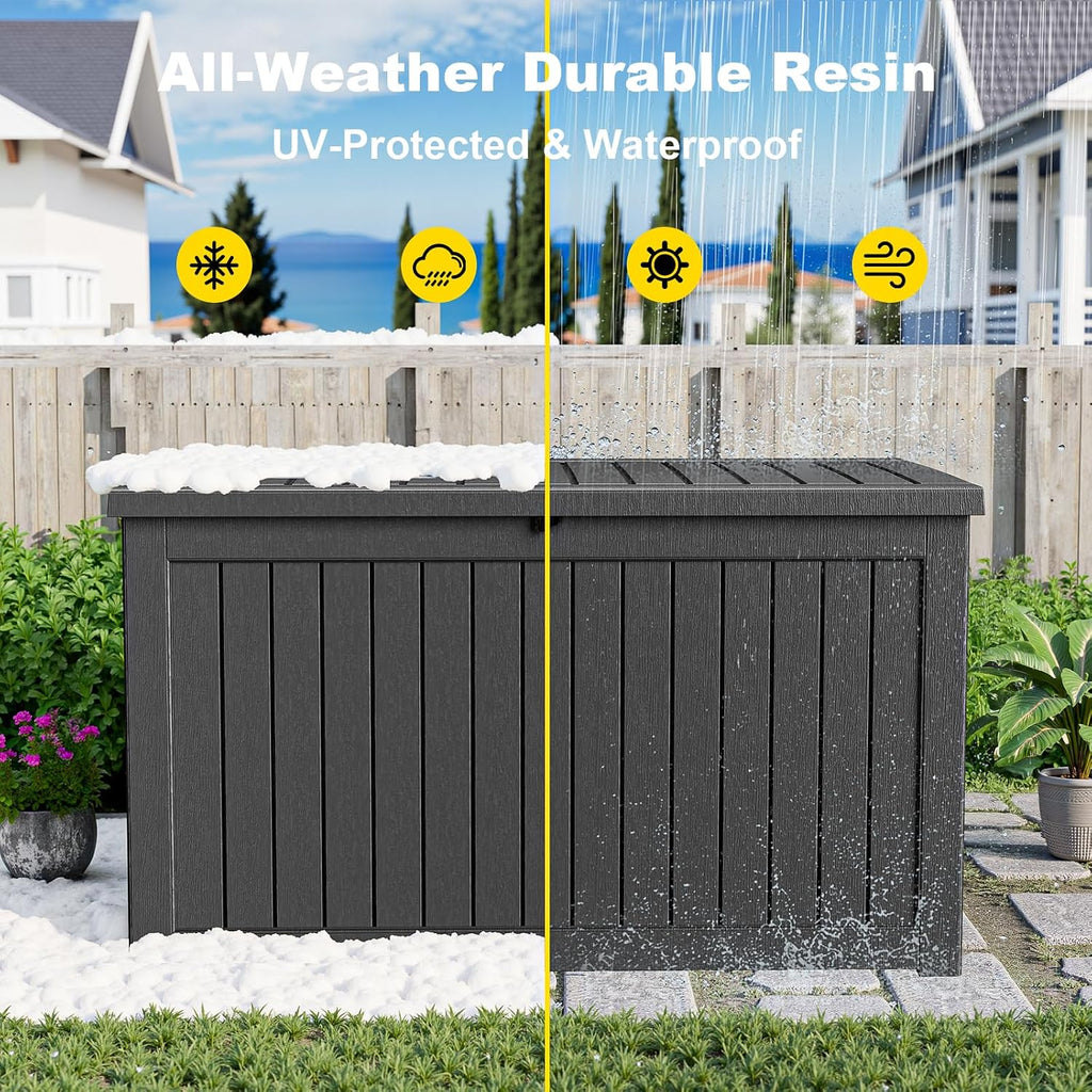 280Gal Outdoor Storage Box Waterproof Lockable Deck Box