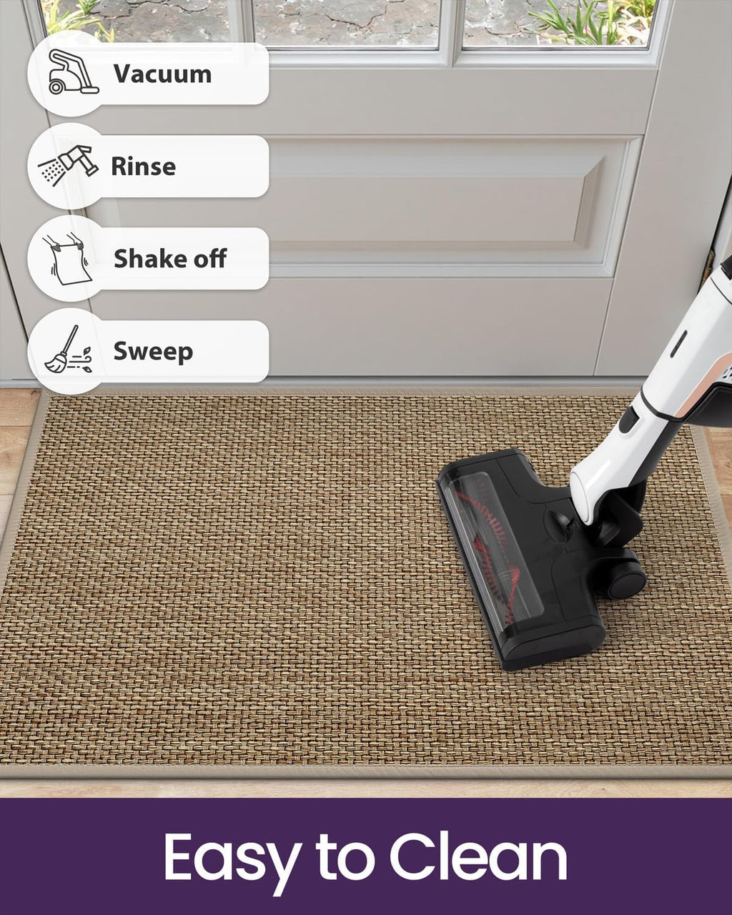 DEXI Ultra Thin Indoor Door Mat 36x56, Entrance Doormats, Beige