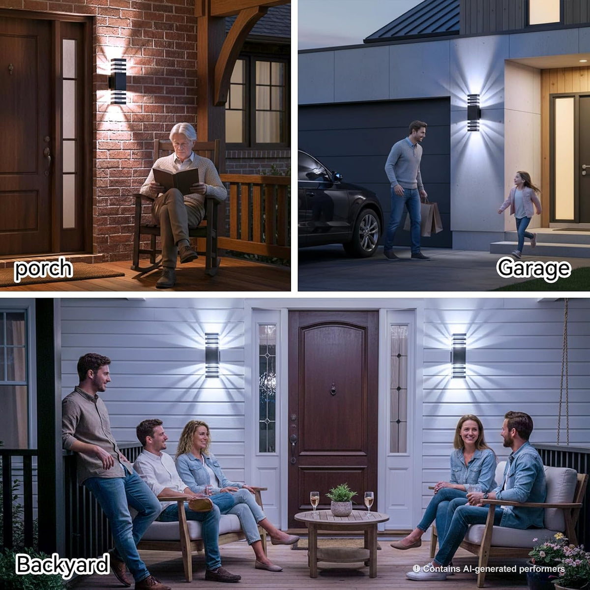Outdoor Wall Light Fixtures, Up and Down Exterior Lighting Fixtures, Black Wall Sconce Modern Porch Lights Outdoor for House, Porch, Patio, Garden, IP65,LED Bulbs