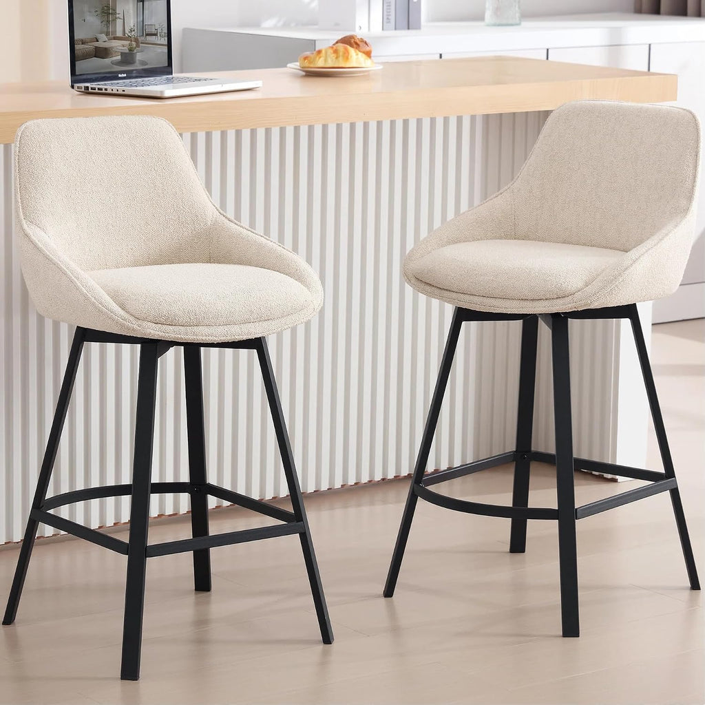 Zesthouse Swivel Bar Stools Set of 2, Modern Counter Height Stool with Back