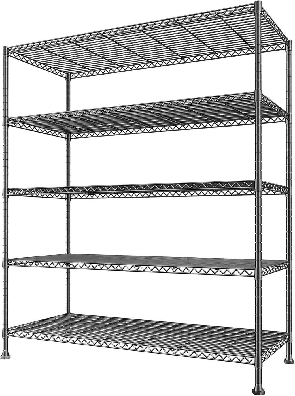 REIBII Heavy Duty 5-Tier Storage Shelves, 45.5''W for Kitchen Garage Retail