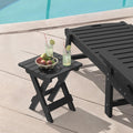 LUE BONA Small Outdoor Folding Side Table HDPS 14 Inch Height, Black
