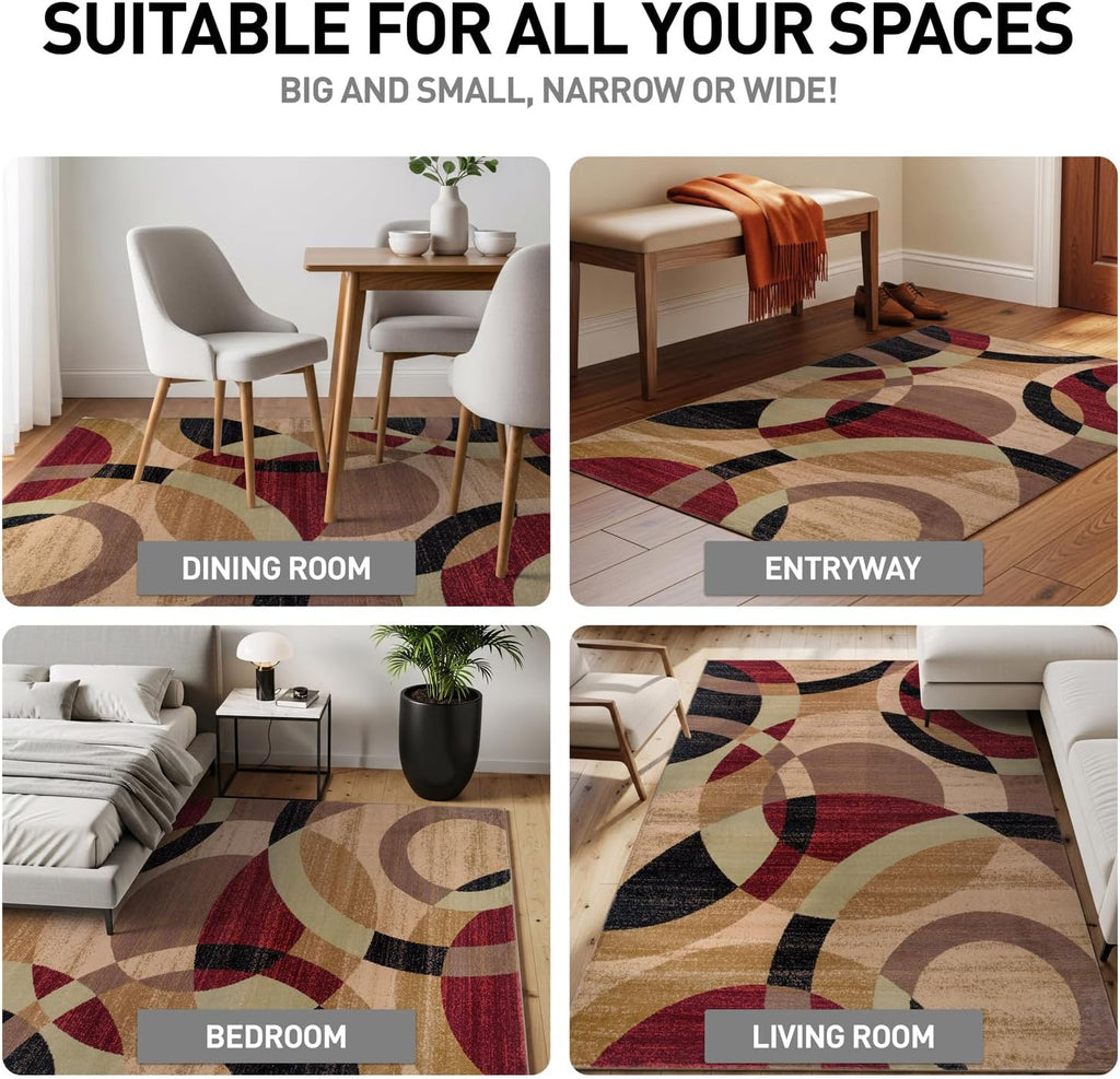 Rugshop Abstract Circles Contemporary High Traffic Area Rug Multi 9' x 12'