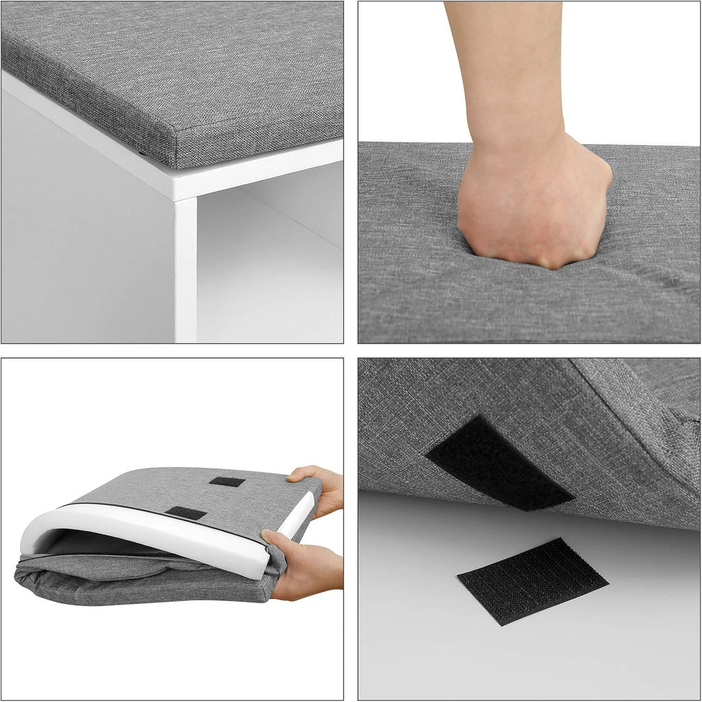 VASAGLE Shoe Bench with Cushion, Storage Bench, 10 Compartments