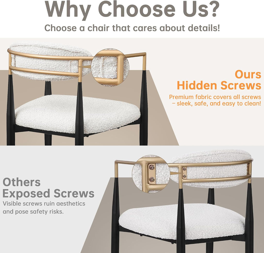 Morden Fort Modern Dining Chairs Set of 6, Cream Boucle
