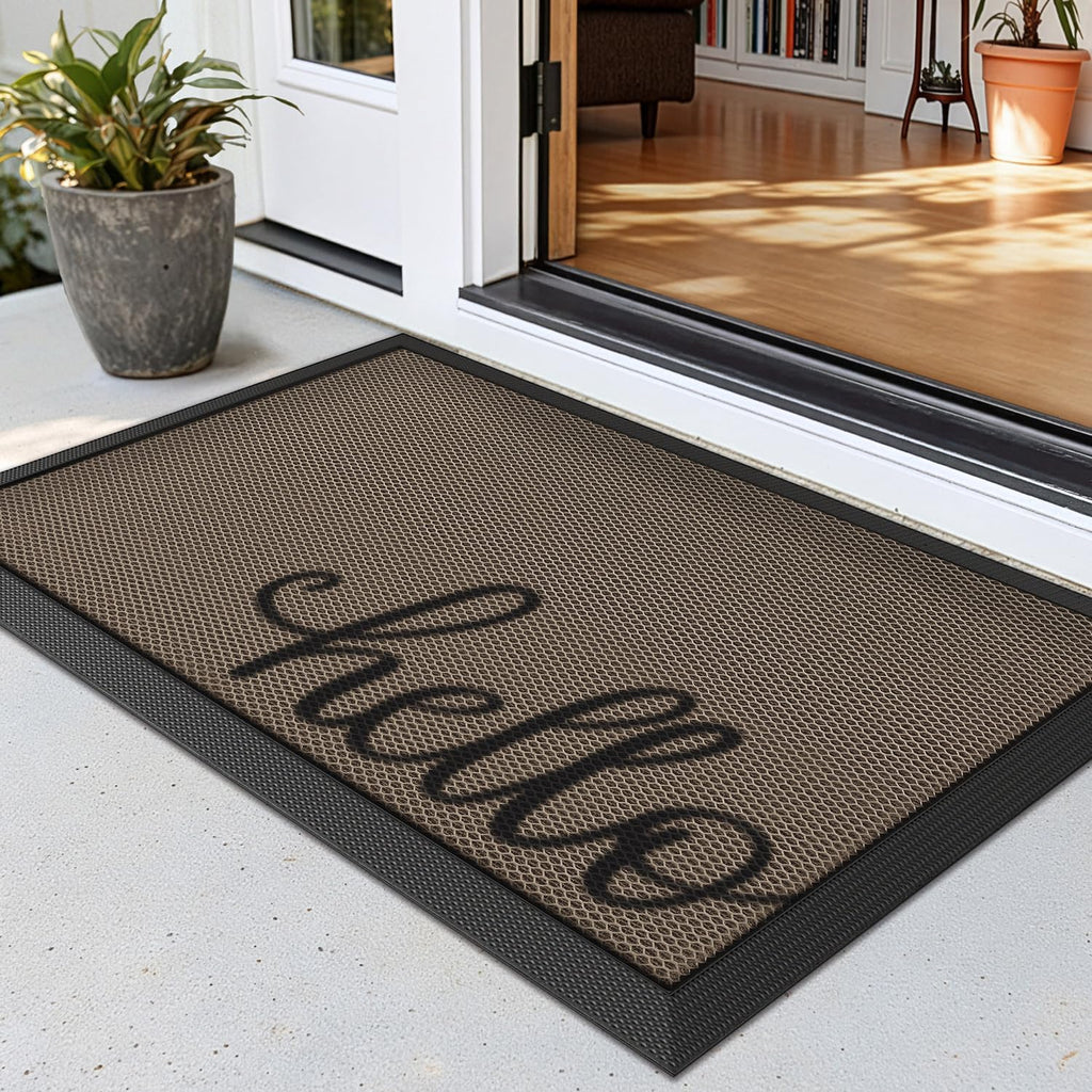 LUMI Outside Welcome Door Mat 24x36, Non-Slip Durable Rubber Easy Clean