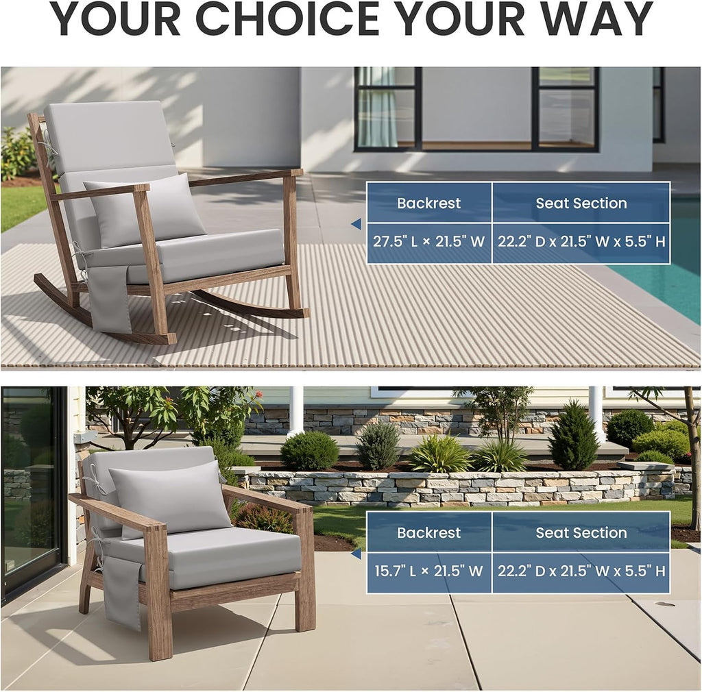 Crestlive Foldable Outdoor Lounge Chair Cushions w/Pillow&Pocket, 72"x21"