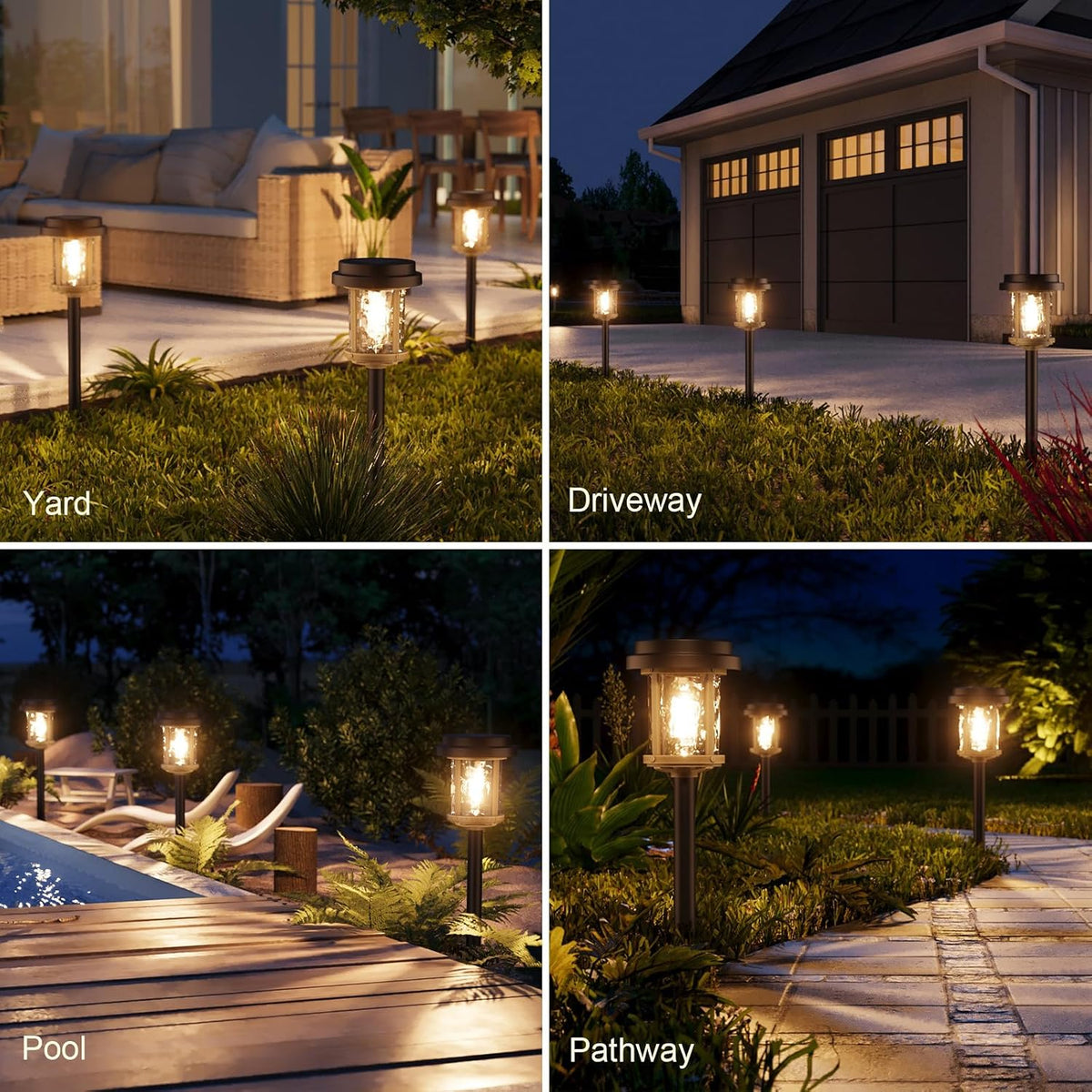 XMCOSY+ Solar Pathway Lights, 6 Pack Solar Outside Garden Landscape Lights